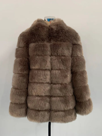 ZADORIN Winter Outerwears Furry Faux Fur Coat Women Stand Collar Long Sleeve Fake Fur Jacket Fur Coats fourrure abrigos mujer
