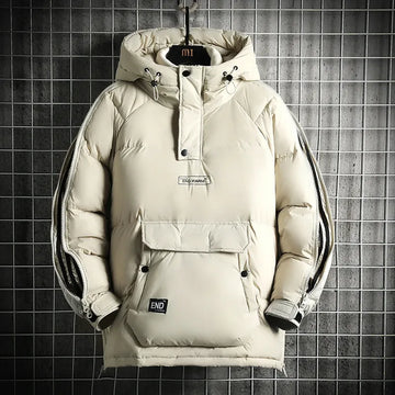 Winter Filled White Duck Down Coat Warm Hooded Pullover Down Jacket Couple Men's Cross-border Jacket Couple style
