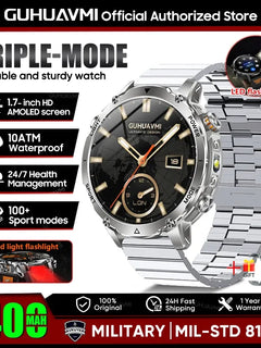 2026 New TANK Ultra 1400mAh Battery Military Smart Watch 10ATM Waterproof Heart Rate Tactical LED Flashlight Men Sports Bracelet