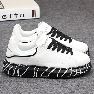 Brand men's shoes, fashionable and versatile couple's sneakers, breathable sports and leisure thick-soled women's white shoes