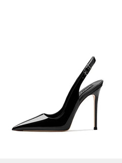 Sexy high-heeled sandals with pointed tips and elegant summer patent leather strappy fashionable party women's shoes