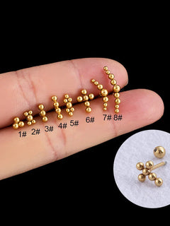 2 pezzi in acciaio inossidabile color oro croce piccoli orecchini a bottone orecchini donna uomo pic