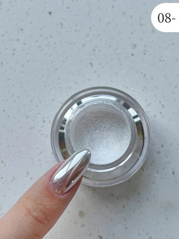 1 Box Moonlight Mirror Nail Powder Silver Fine Glitter Metallic Effect Pigment Gel Polish Chrome Holographic Nail Powder Nail Art Decorations