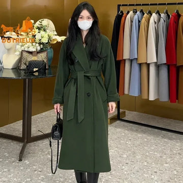 DUTRIEUX Women's Coat Double-sided 10% Cashmere 90% Wool Women's Long Coat Jacket, 2025 Winter New Long Cashmere Coat Women