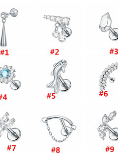 150 Style Titanium Cubic Zirconia Stud Earrings for Women Internally Threaded Tragus Helix Nose Labr