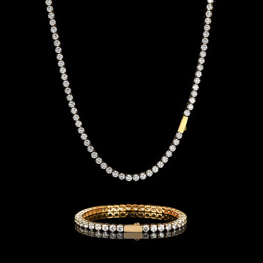 Collane da tennis in acciaio inossidabile NY Donna Tendenza Uomo Donna Iced Out Catene da tennis con zirconi da 4 mm Gioielli che non sbiadiscono