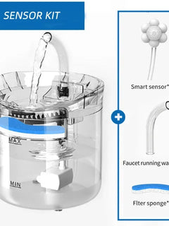 Fontana automatica per gatti da 2 litri con rubinetto Distributore di acqua per cani Filtro automatico Abbeveratoio Sensore per animali domestici Ciotola per mangiatoia per gatti