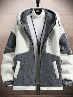 Men's Outdoor Casual Hooded Jacket Men's Autumn and Winter Fashionable Warm and Cold Resistant Full Zipper Loose Jacket Jacket