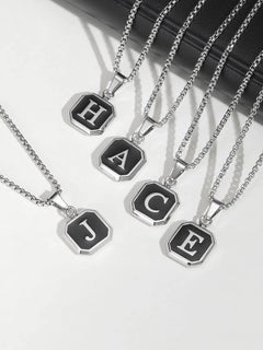 Collana con ciondolo quadrato con iniziali per uomo donna, collana in acciaio inossidabile impermeabile 50/55/60 cm, regalo di gioielli alla moda
