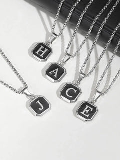 Collana con ciondolo quadrato con iniziali per uomo donna, collana in acciaio inossidabile impermeabile 50/55/60 cm, regalo di gioielli alla moda