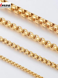 2mm/3mm/4mm/5mm Collana in acciaio inossidabile color oro Scatola rotonda impermeabile Catena a magl