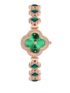 LByzHan Orologio da donna vintage con diamanti e piccolo polso verde senza scatola
