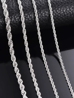 1 piece 925 sterling silver Width 2mm/3mm/4mm Rope Chain Necklace/Bracelet For Men Women Man Fashion