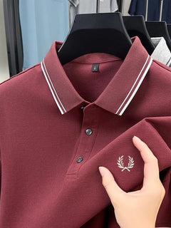 Nuova polo da uomo a maniche corte ricamata in puro cotone 100%, alla moda, traspirante, comoda e versatile.