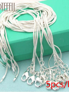 DOTEFFIL 925 Sterling Silver 5/10pcs/Lot 16/18/20/22/24/26/28/30 Inch 1.2mm Snake Chain Necklace For Woman Man Fashion Jewelry