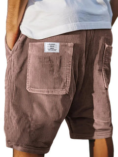 Nuovi pantaloncini estivi da uomo in velluto a coste, stile americano, multitasche, con logo ricamato, retrò, a gamba dritta, per uomo