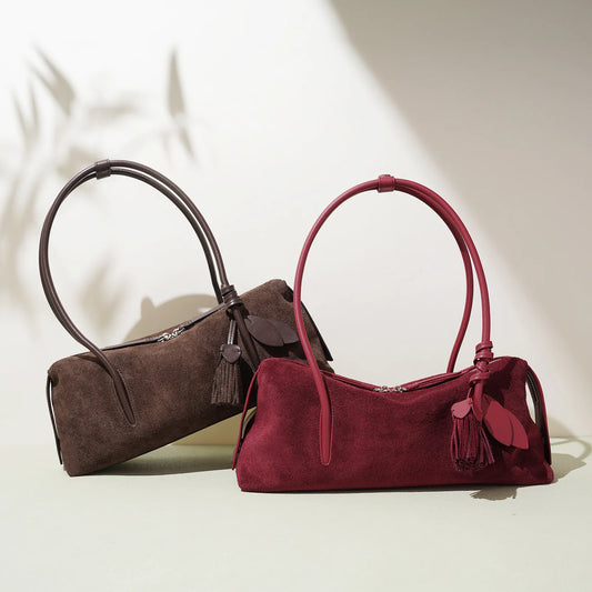 2025 Autumn Winter Suede Leather Bag Minimalist Unique Single Shoulder Bag Slouchy Casual Underarm Tote High Quality Handbag