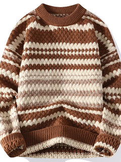 Winter Men's Loose Pullover Male Slim Fit Fashion Knitted Sweater Man Thick Warm Pull Homme Retro Stripe Sweaters