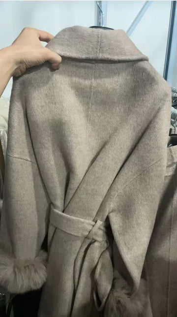 BJTZ Fox Fur Classic Long Double-Sided Pure Wool Coat For Women 2025 New Autumn Winter High-End Woolen Jacket