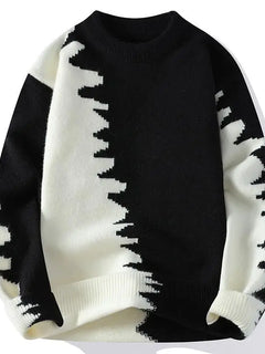 Dragon Graffiti Color blocked Fashion Knitted Sweaters Men's Knitwear Warm Pullover High Quality Mens Casual Loose Male Jumpers