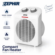 Zephir ZTRM5 Portable Fan Heater 2000W Electric Space Heater with Adjustable Thermostat, 2 Heat Levels, Fan Only Mode, Overheat Protection for Home Office Bathroom