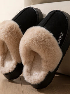 Fashion Winter Men's Slippers Indoor Warm Non-slip Thick Sole Exquisite Comfort Slip On Snow Boots Couple Casual Home Shoes