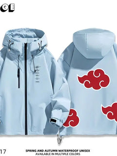 Akatsuki Organization Anime Hooded Jacket Windproof Casual Coat Zip Up for Men Women Teens Cosplay Streetwear Daily Outerwear