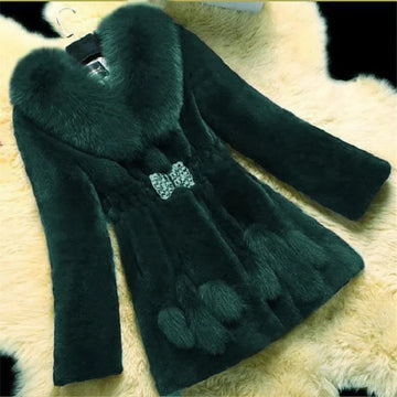 Oversize Women's Winter Plush Coat Female Thick Fur Warm Jackets 2024 New V-neck Faux Fur Collar Clothes Comfort Furry Coats