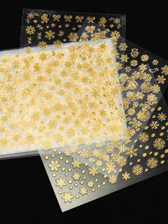80-90pcs/jar Hollow Out Gold Nail Glitter Sequin Snow Flakes 8/10mm Mixed Metal Snowflakes 2023 DIY Snow Flake Manicure Decor 2028