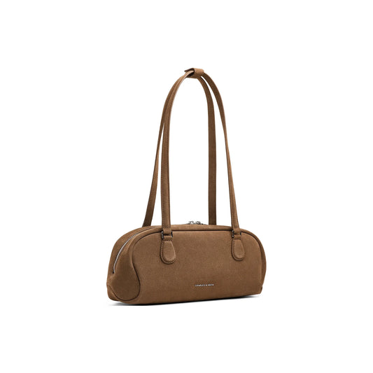 CHARLES&KEITH Synthetic Leather Baguette Bag Shoulder Bag Medium Women's Mocha Brown Mocha CK2-30782751-1