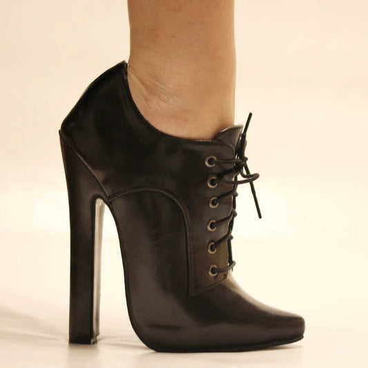 JIALUOWEI 6 Inch High heel Fetish Lace Up Pointy Toe Unisex Drag Queen Pump