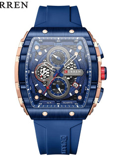 CURREN Orologio da uomo alla moda, marchio unico, design quadrato, lusso, nastro sportivo al quarzo, orologi da uomo impermeabili
