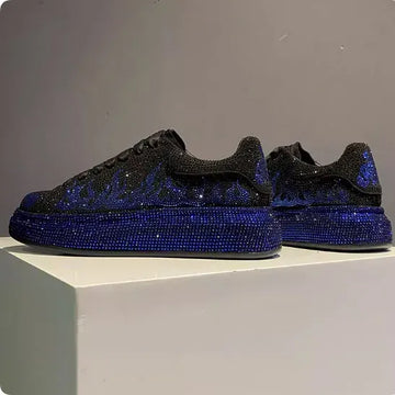 Luxury Designer Men's Rhinestone Thick Bottom Everyday All Match Shoes Causal Flats Loafers Ms Moccasins Sports Walking Sneakers