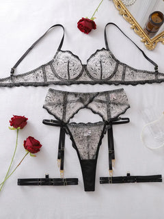 Tornova Erotic Lingerie High-quality Complex Craftsmanship See-through Embroidery Shaping Slim Women Sexy Lingerie Split Hot Set