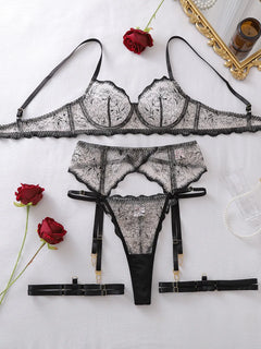 Tornova Erotic Lingerie High-quality Complex Craftsmanship See-through Embroidery Shaping Slim Women Sexy Lingerie Split Hot Set
