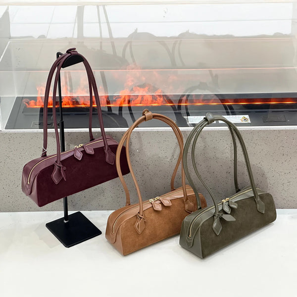 MENDY Bagutte Borsa in pelle scamosciata Borse in vera pelle Borsa a tracolla da donna Borsa da donna in pelle bovina di lusso Borsa sotto le ascelle per pendolari femminile