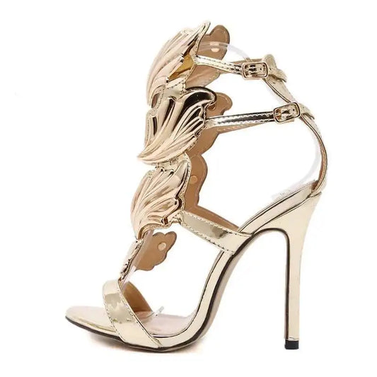 Women Shoes Bowknot Wings Slim Buckle Strap Women's Roman Style Summer Sandals High Heels Large Wedding Formal Sexy Shoe