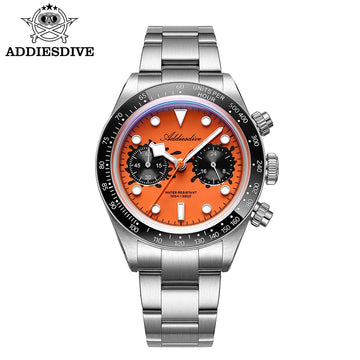ADDIESDIVE 2026 New Luxury Men Chronograph VK64 Watch Waterproof 100m Ceramic Bezel BGW9 Luminous 316L Steel Quartz Watch AD2520