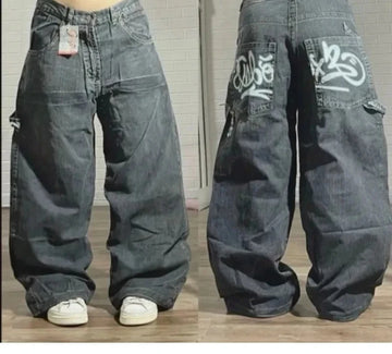 Jeans Americani Nuova Moda 2026 con Ricamo a Motivo Stella, Stile Y2K Gotico Hip-hop Casual Joker, Gamba Larga Dritta