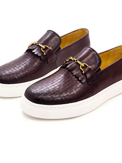 Scarpe Casual in pelle da uomo bottone in metallo modello intrecciato mocassini piatti fatti a mano incontri da uomo scarpe da festa di lusso scarpe da uomo formali