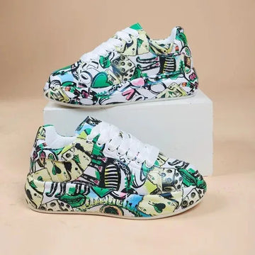 Customizable Thick-soled Increased Women's Sports Shoes Women Women's Hand-painted Graffiti White Shoes Outdoor Casual Shoes