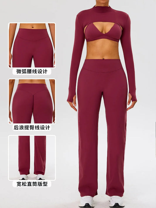 Women High Waist Wide Leg Pants Leggings Tights Fitness Bell-bottoms Yoga Elastic Leggings Push Up Gym Workout Flared Pants