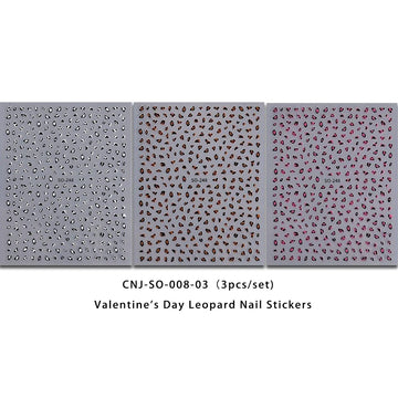 3Pcs Leopard Print Nail Stickers Easy DIY Manicure Decals Party Wedding Nail Art Decorations