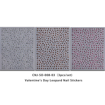3Pcs Leopard Print Nail Stickers Easy DIY Manicure Decals Party Wedding Nail Art Decorations