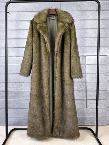 ZADORIN 130cm Long Luxury Lapel Faux Fur Coat Woman Y2K Clothes Thick Warm Fluffy Jacket Women Winter Faux Fur Coats Outerwears