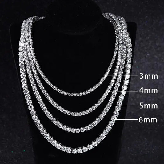 3Mm-5Mm Iced Out Bling 5A Cubic Zirconia1 Fila Collana a catena da tennis Uomo Gioielli Hip Hop 5A Collana da uomo e da donna Trasporto di goccia