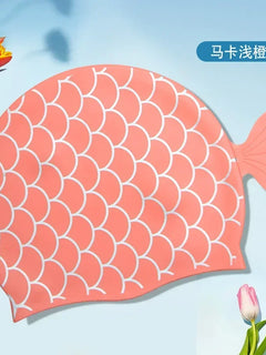 Cuffia da nuoto per bambini Cuffia da nuoto allargata in silicone impermeabile a squame di pesce carino per accessori da nuoto per ragazze dei ragazzi
