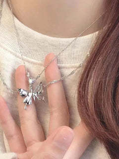 Silver Butterfly Necklace Women Crystal Zircon Pendant Necklace for Women Girl Crystal Chain Necklace Party Jewelry