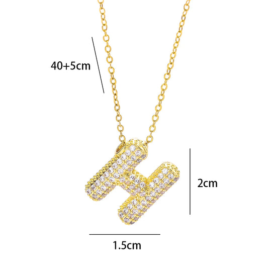 Nuovi collane alla moda con 26 lettere inglesi in cristallo di zircone per le donne Commercio all'ingrosso di gioielli con catena girocollo in acciaio inossidabile moda femminile