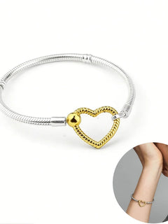 Bracciale con ciondolo in argento sterling 925 di Fmrose Jewelry per la moda femminile, bracciale classico a forma di cuore, gioielli di alta qualità